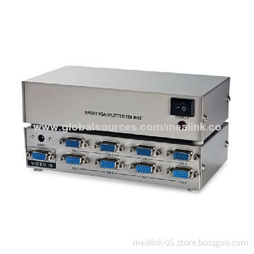 1 to 8 VGA Splitter with Metal Casing and 1,920 x 1,440 Pixels Maximum ResolutionNew